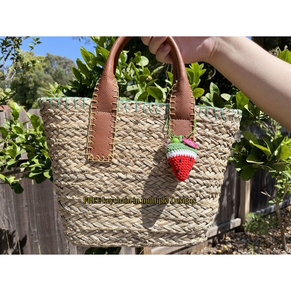 Crochet Keychain Watermelon Handmade Fruit Keychain Crochet Bag handmad Keychain - Picture 4 of 10